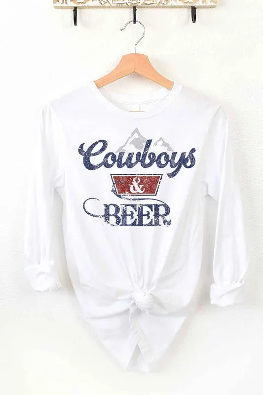 COWBOYS N BEER WESTERN LONG SLEEVE TEE