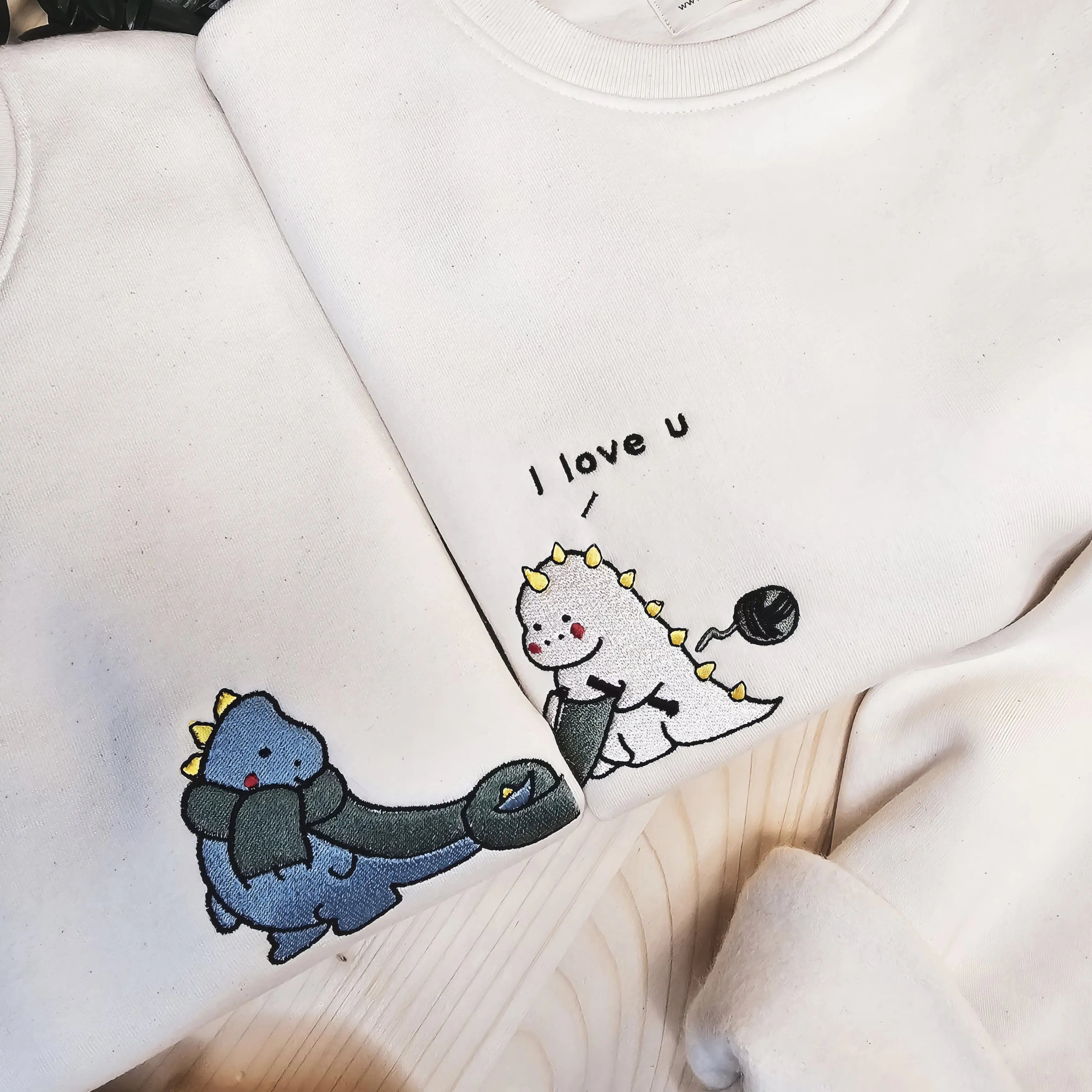 Matching Couple Hoodies - Dinosaur Custom Embroidered Couples Matching Hoodies
