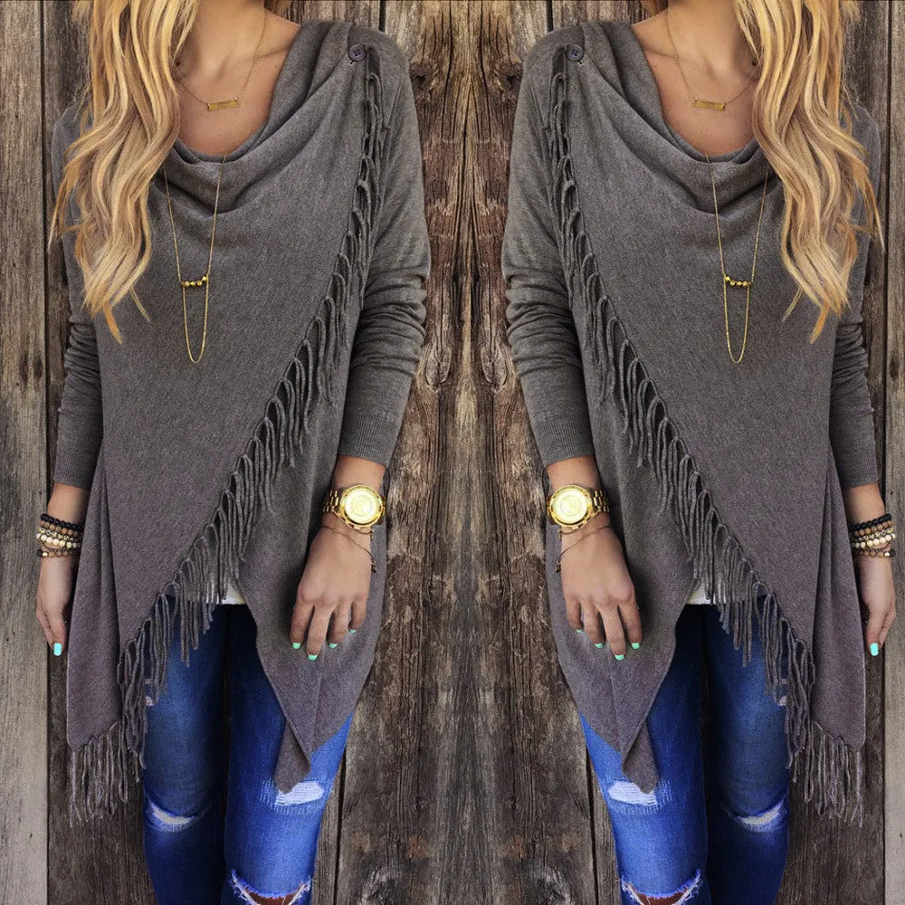 Medium long classic Slim classic tassel slash style girl coat